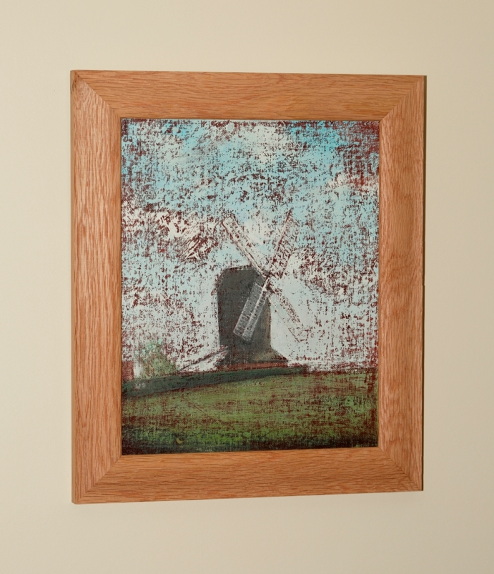 Acrylic painting of windmill-oak frame-Kathryn Rennie