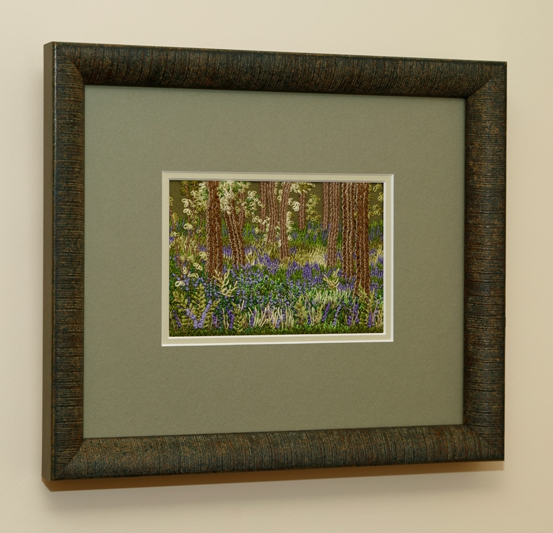 Hand embroidery-bluebell woods-green frame